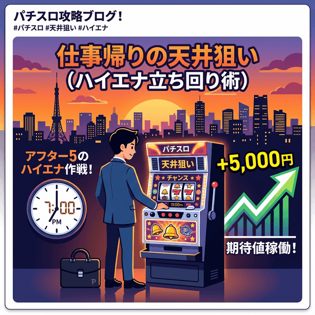 仕事終わりハイエナ攻略|2時間で期待値+5000円を狙う立ち回り