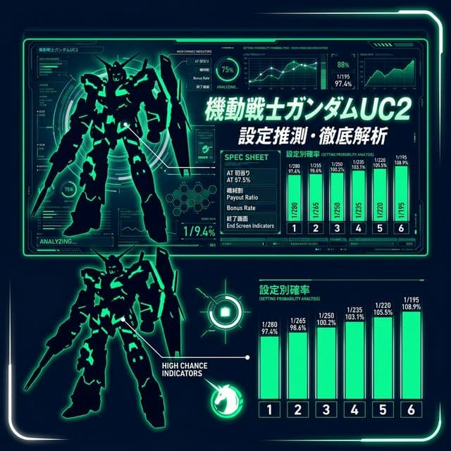 ガンダムユニコーン2 設定判別・設定差まとめ【スマスロ】CZ確率・AT確率・出玉率