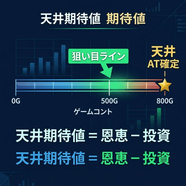 天井期待値の仕組み — 0Gから天井800Gまでの期待値ライン